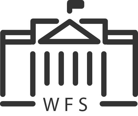 Infografika przedstawiająca schematyczny obraz budynku urzędu, podpisanego WFS